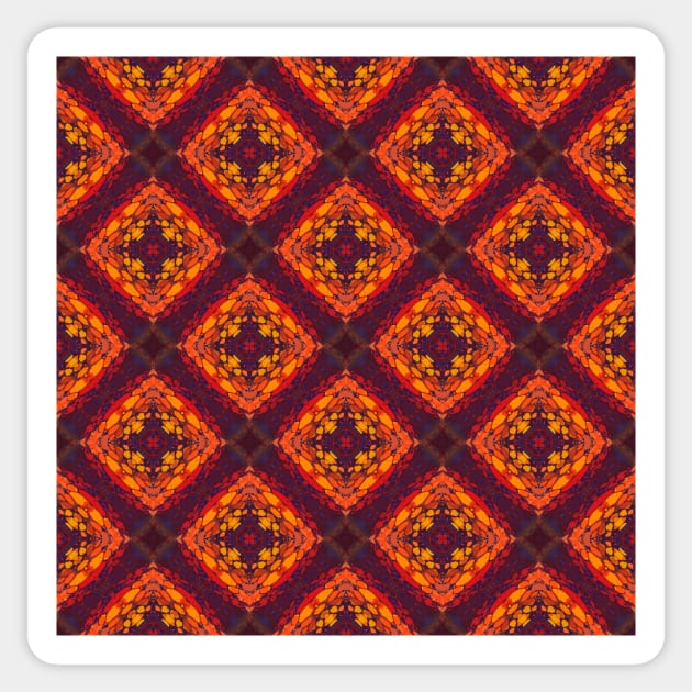 Deep Purple, Orange, Yellow and Red Diamond Pattern - WelshDesignsTP005 Sticker by WelshDesigns